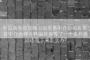 中国商务部官网出国劳务中介公司名单?在中介办理去韩国劳务等了一个多月签证还没下来怎么办?