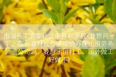 出国务工需要什么条件和流程(我想问一下，在长春付近有正规的办理出国劳务派遣公司吗，我想出国打工，国外做工好做不)