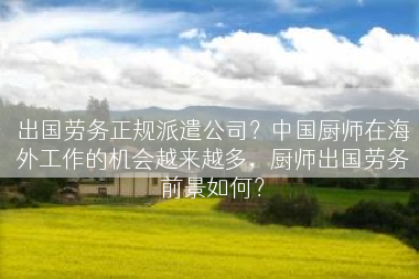 出国劳务正规派遣公司？中国厨师在海外工作的机会越来越多，厨师出国劳务前景如何？
