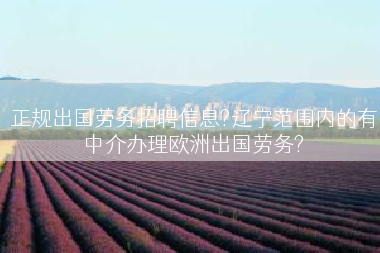 正规出国劳务招聘信息?辽宁范围内的有中介办理欧洲出国劳务?