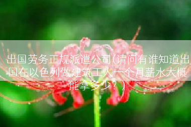 出国劳务正规派遣公司(请问有谁知道出国在以色列做建筑工人一个月薪水大概能拿多少？)