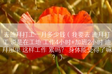 去迪拜打工一月多少钱（我要去 迪拜打工 说是在工地 工作4小时+加班2小时 迪拜那里 这样工作 累吗？ 身体能受得了嘛？）