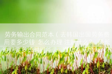 劳务输出合同范本（去韩国出国劳务费用要多少钱  怎么办理 注意什么？  最长时间要多长时间能去   谁知道麻烦告诉下）