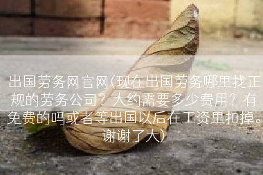 出国劳务网官网(现在出国劳务哪里找正规的劳务公司？大约需要多少费用？有免费的吗或者等出国以后在工资里扣掉。谢谢了大)