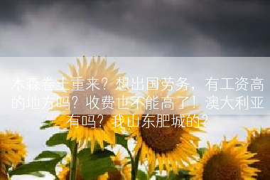 木森卷土重来？想出国劳务，有工资高的地方吗？收费也不能高了！澳大利亚有吗？我山东肥城的？