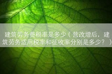建筑劳务费税率是多少（营改增后，建筑劳务适用税率和征收率分别是多少？）