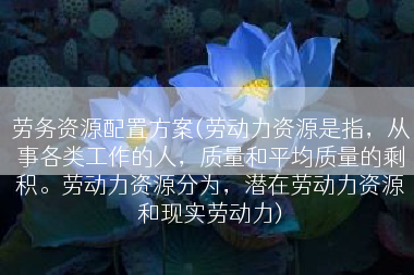 劳务资源配置方案(劳动力资源是指，从事各类工作的人，质量和平均质量的剩积。劳动力资源分为，潜在劳动力资源和现实劳动力)