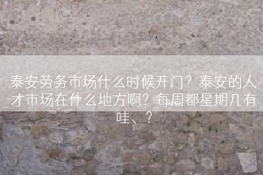 泰安劳务市场什么时候开门？泰安的人才市场在什么地方啊？每周都星期几有哇、？