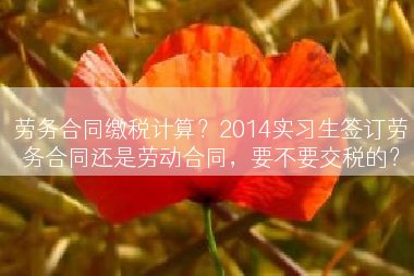 劳务合同缴税计算？2014实习生签订劳务合同还是劳动合同，要不要交税的？