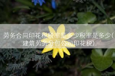 劳务合同印花税税率是多少税率是多少(建筑劳务分包公司印花税)