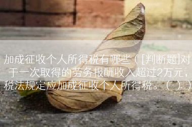 加成征收个人所得税有哪些（[判断题]对于一次取得的劳务报酬收入超过2万元，税法规定应加成征收个人所得税。（））