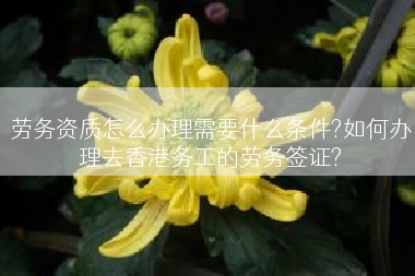 劳务资质怎么办理需要什么条件?如何办理去香港务工的劳务签证?