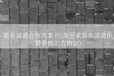 劳务派遣合作方案书(高分求劳务派遣所需要的三方协议)