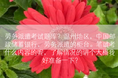 劳务派遣考试题库？温州地区，中国邮政储蓄银行，劳务派遣的柜台。笔试考什么内容的呢，了解情况的讲个大概我好准备一下？