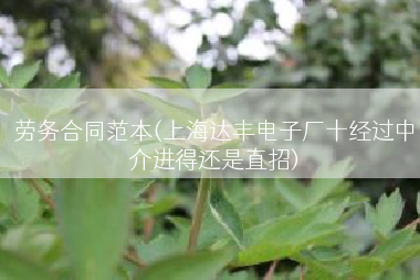 劳务合同范本(上海达丰电子厂十经过中介进得还是直招)