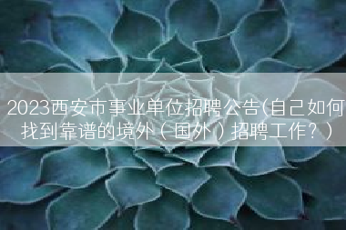 2023西安市事业单位招聘公告(自己如何找到靠谱的境外（国外）招聘工作？)